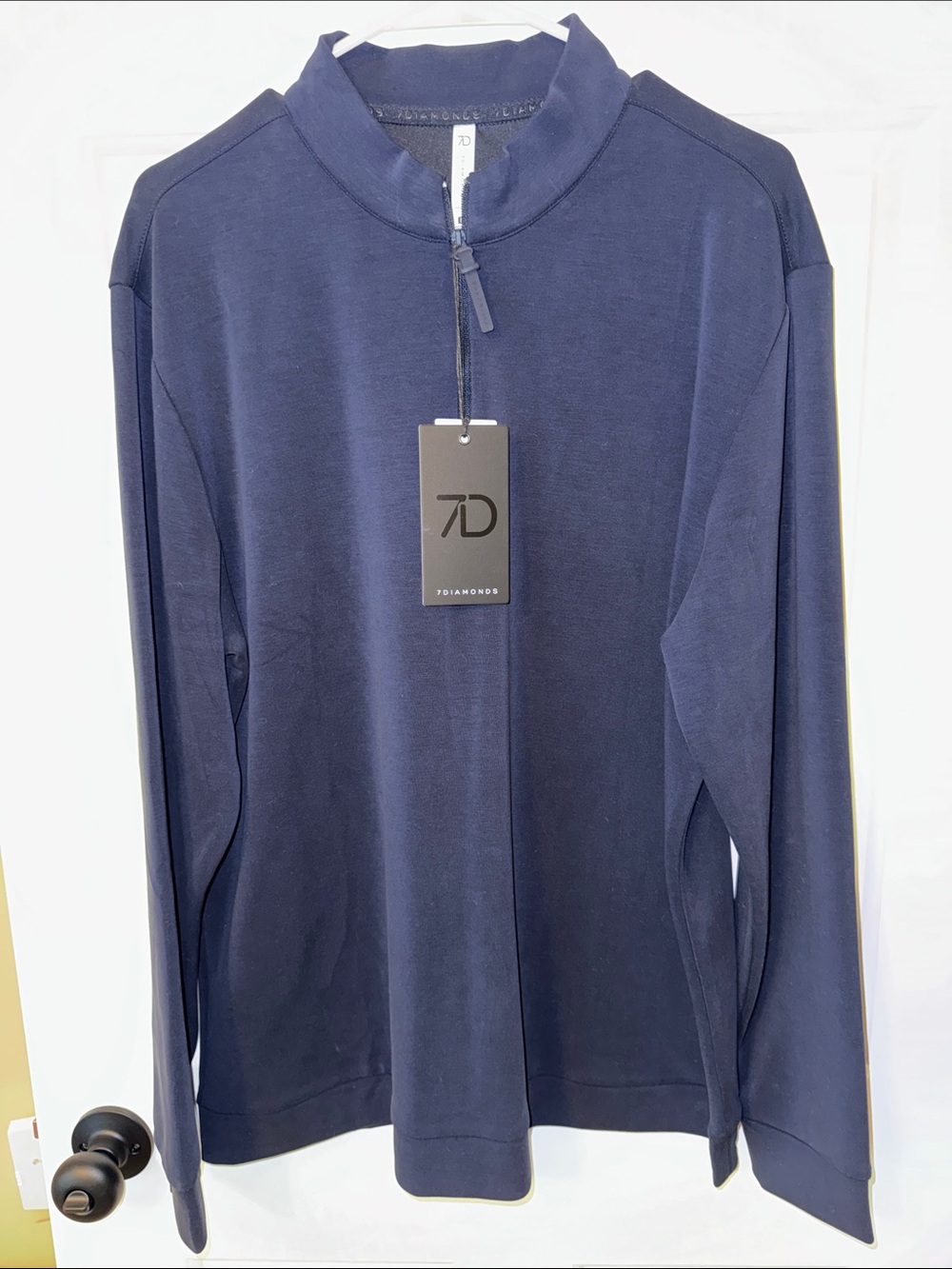 7 Diamonds Men’s Navy Zip Mock-Collar Sweater